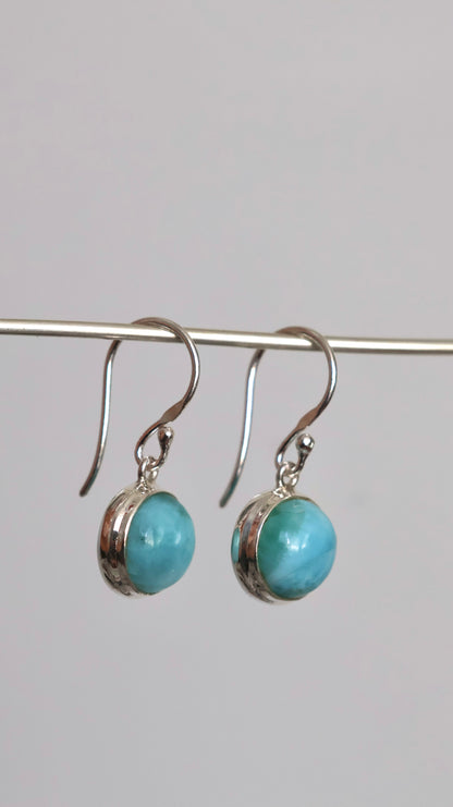 Round Larimar Earrings