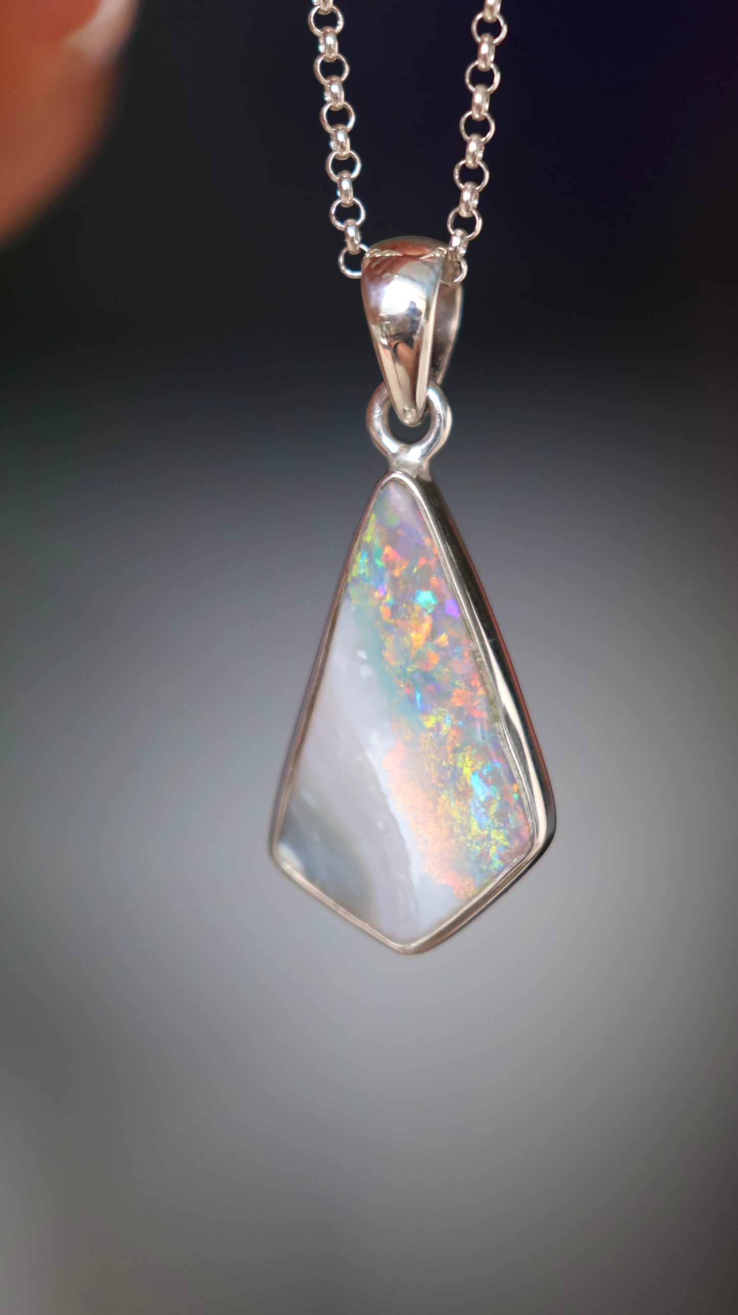 Solid Lightning Ridge Opal Pendant