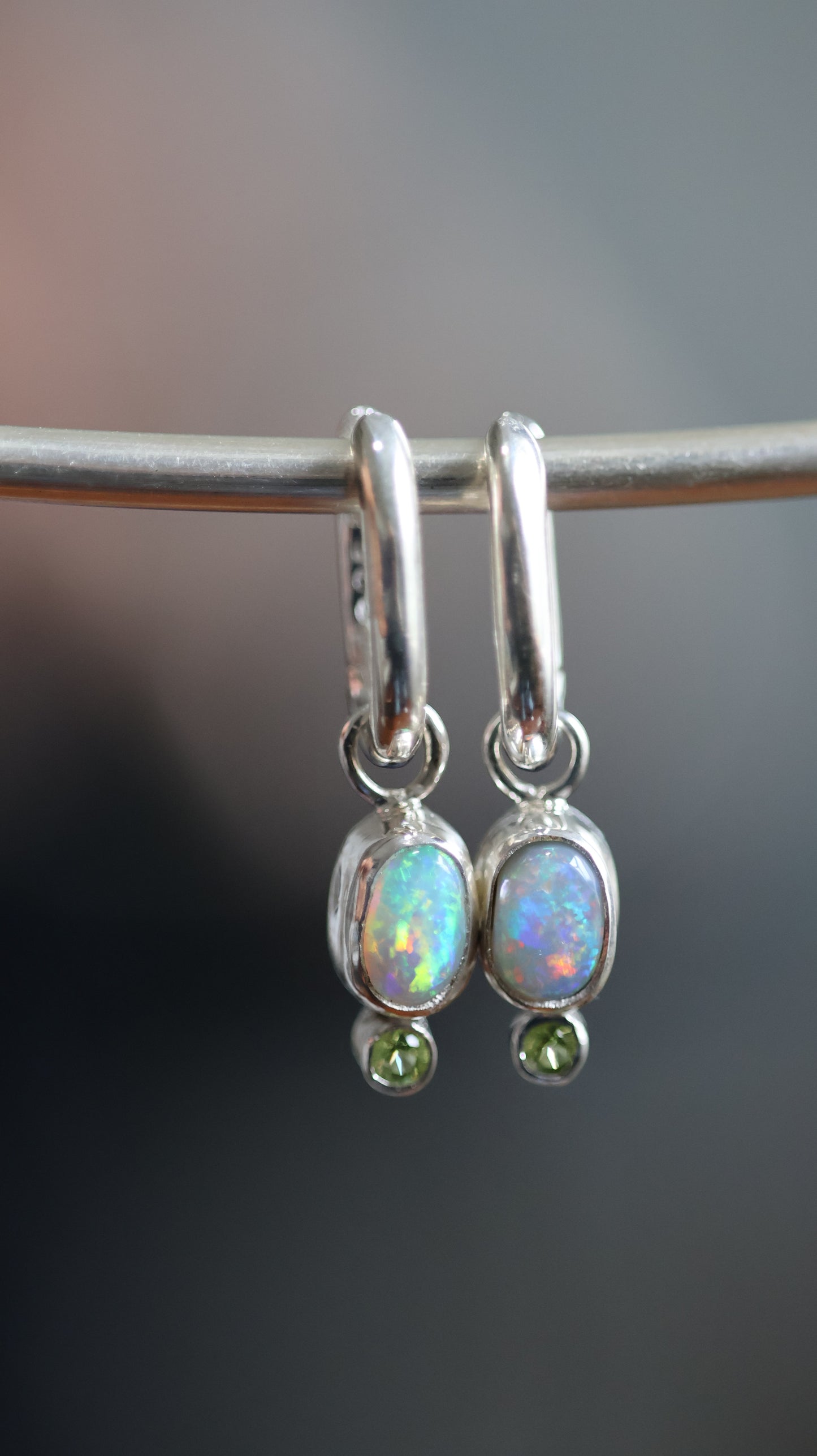 Opal & Peridot Hoops