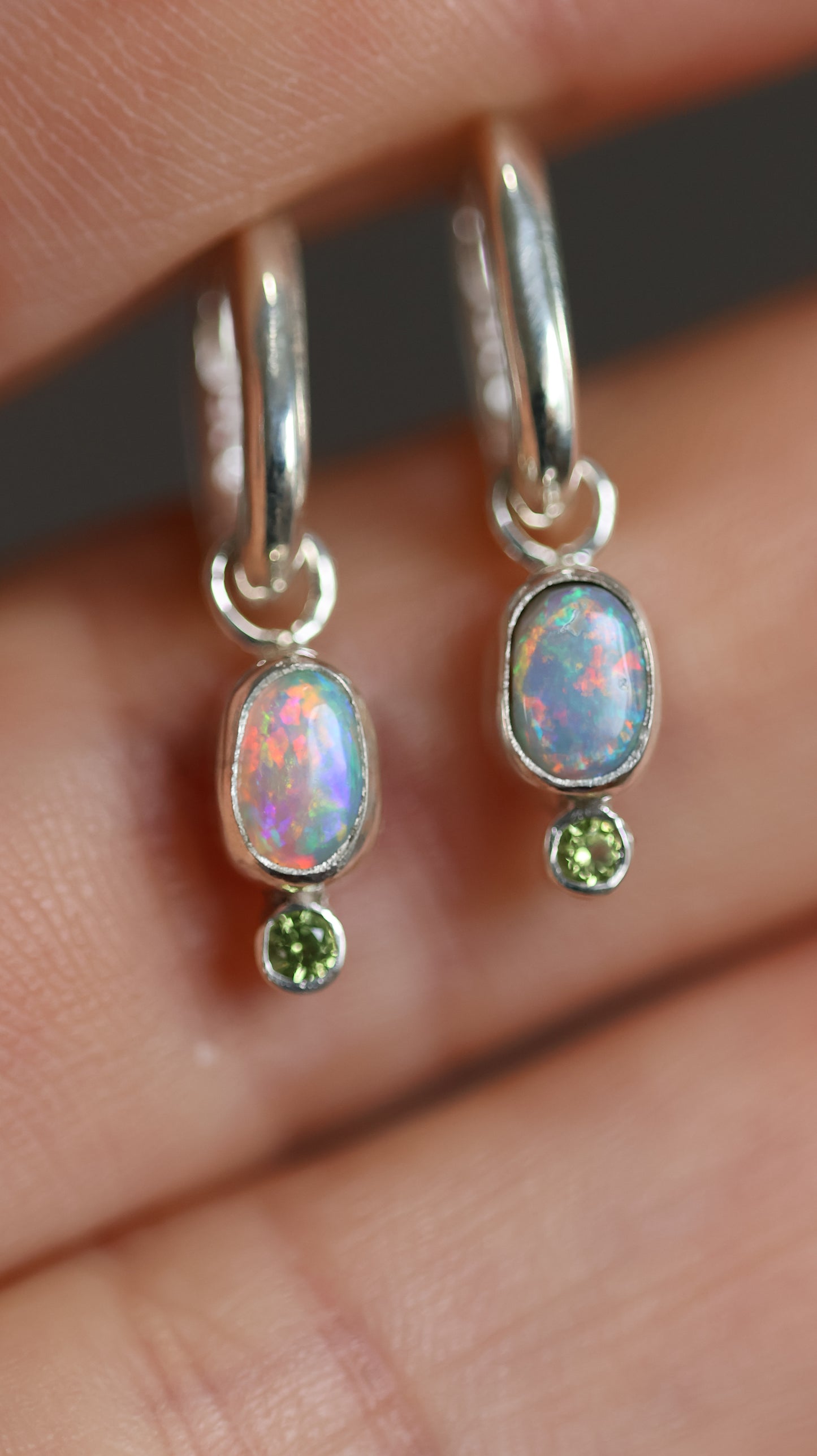 Opal & Peridot Hoops