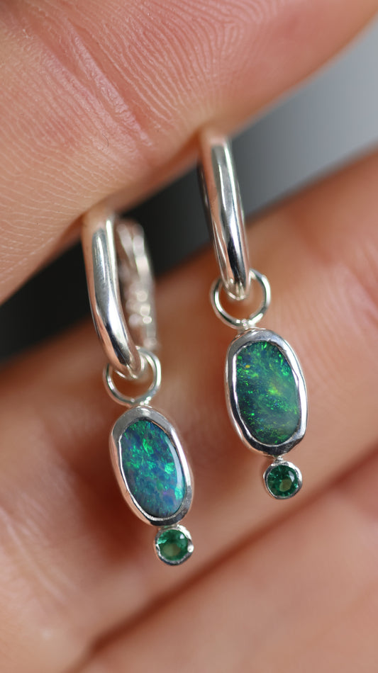 Lightning Ridge & Emerald Hoops