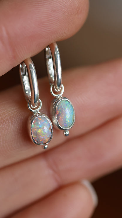 Boulder Opal Hoops