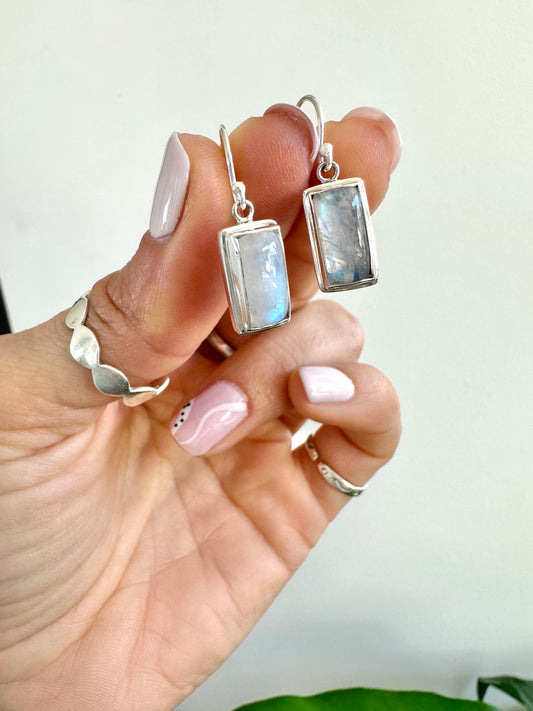 Square Babylon Earrings - Moonstone