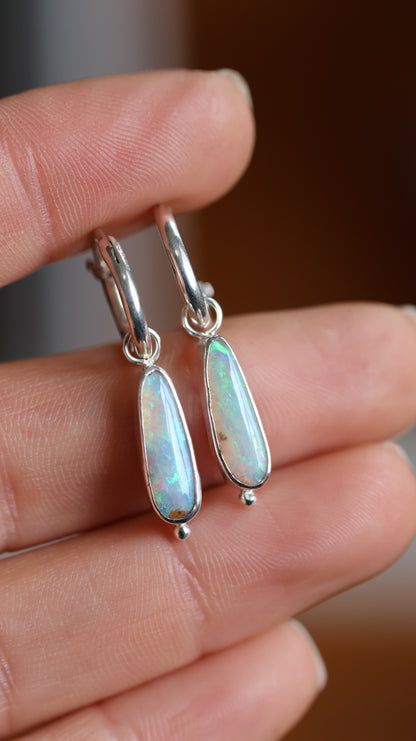 Boulder Opal Hoops