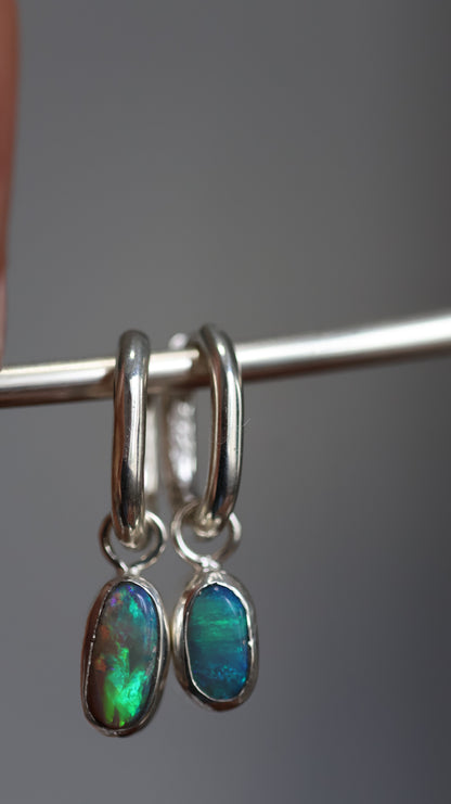 Lightning Ridge Opal Hoops