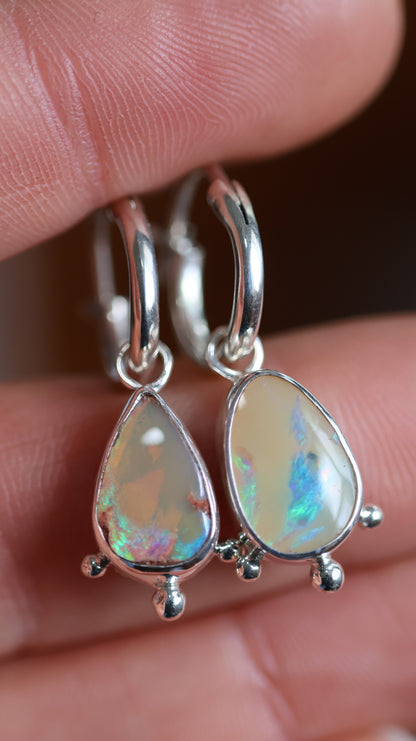 Boulder Opal Hoops