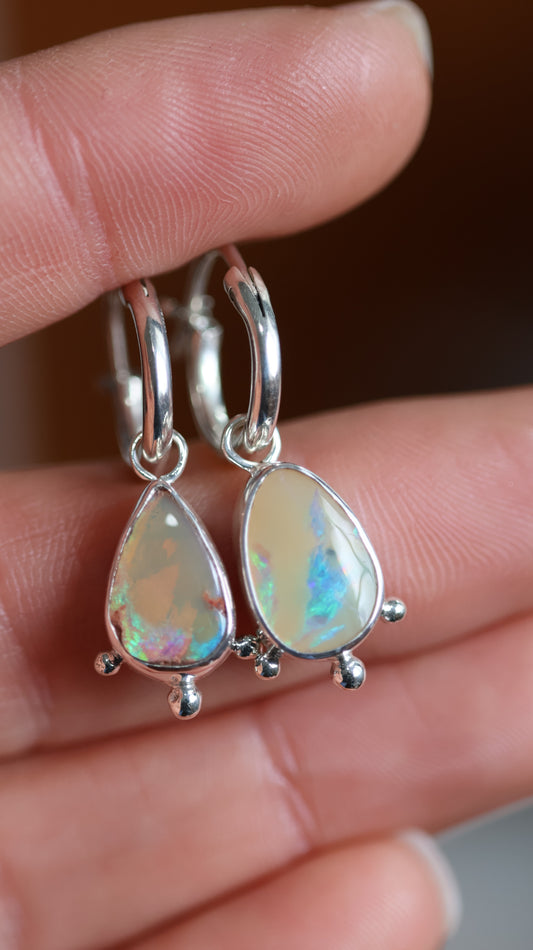 Boulder Opal Hoops