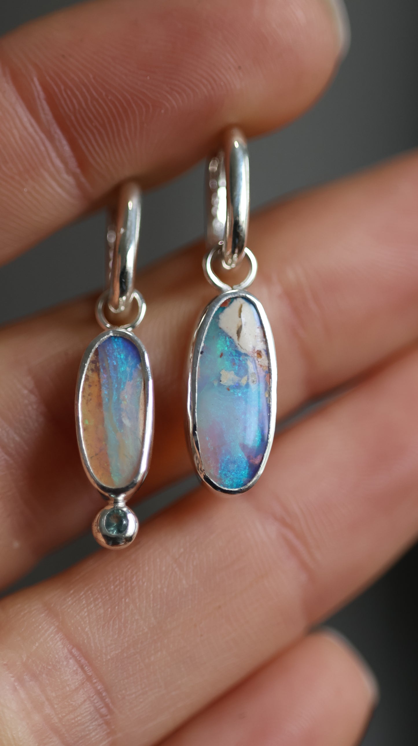 Boulder Opal Hoops