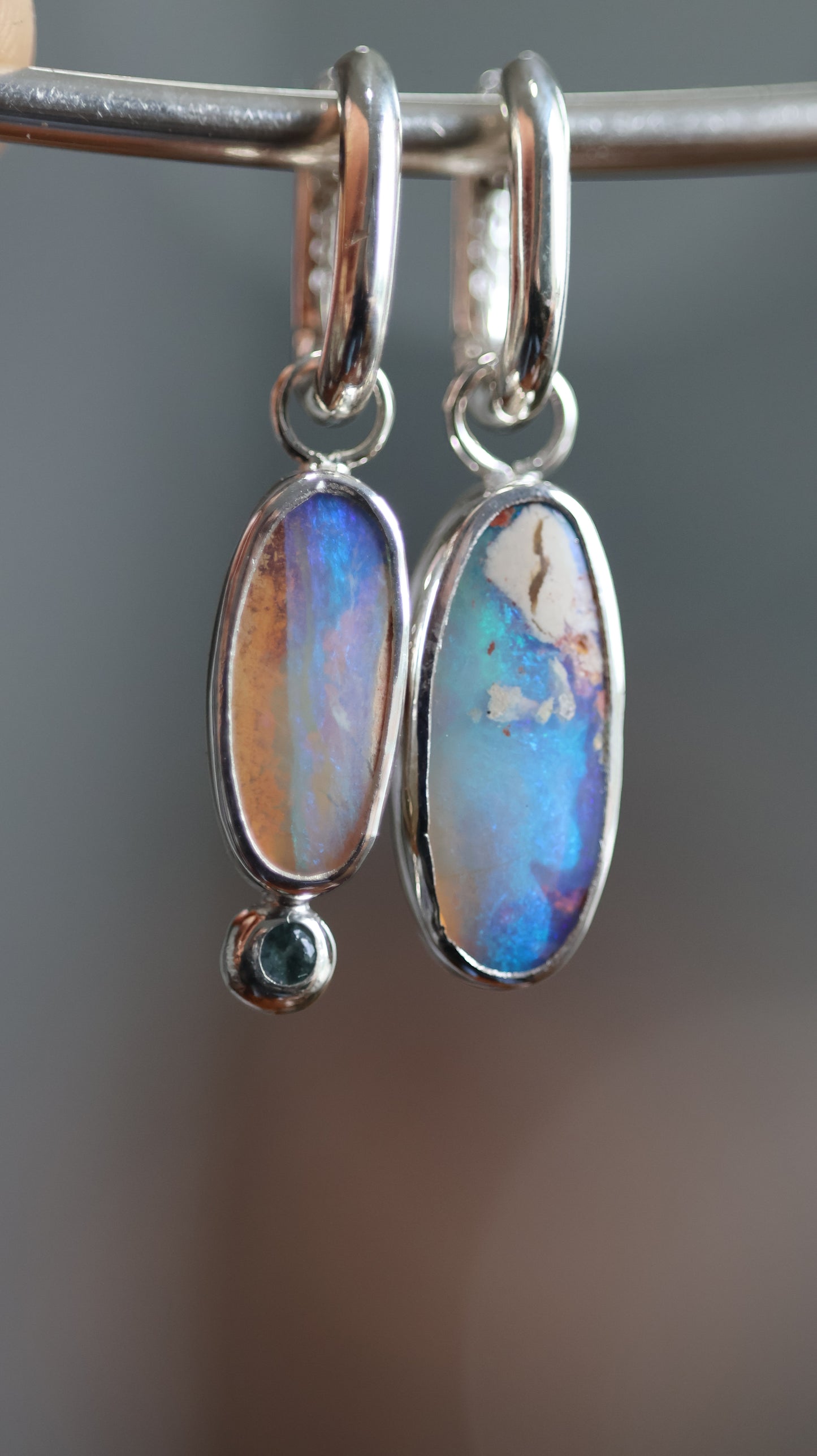 Boulder Opal Hoops