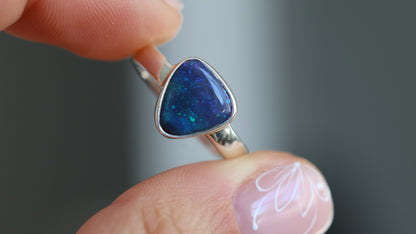 Solid Lightning Ridge Opal Ring size 7.5 (P)