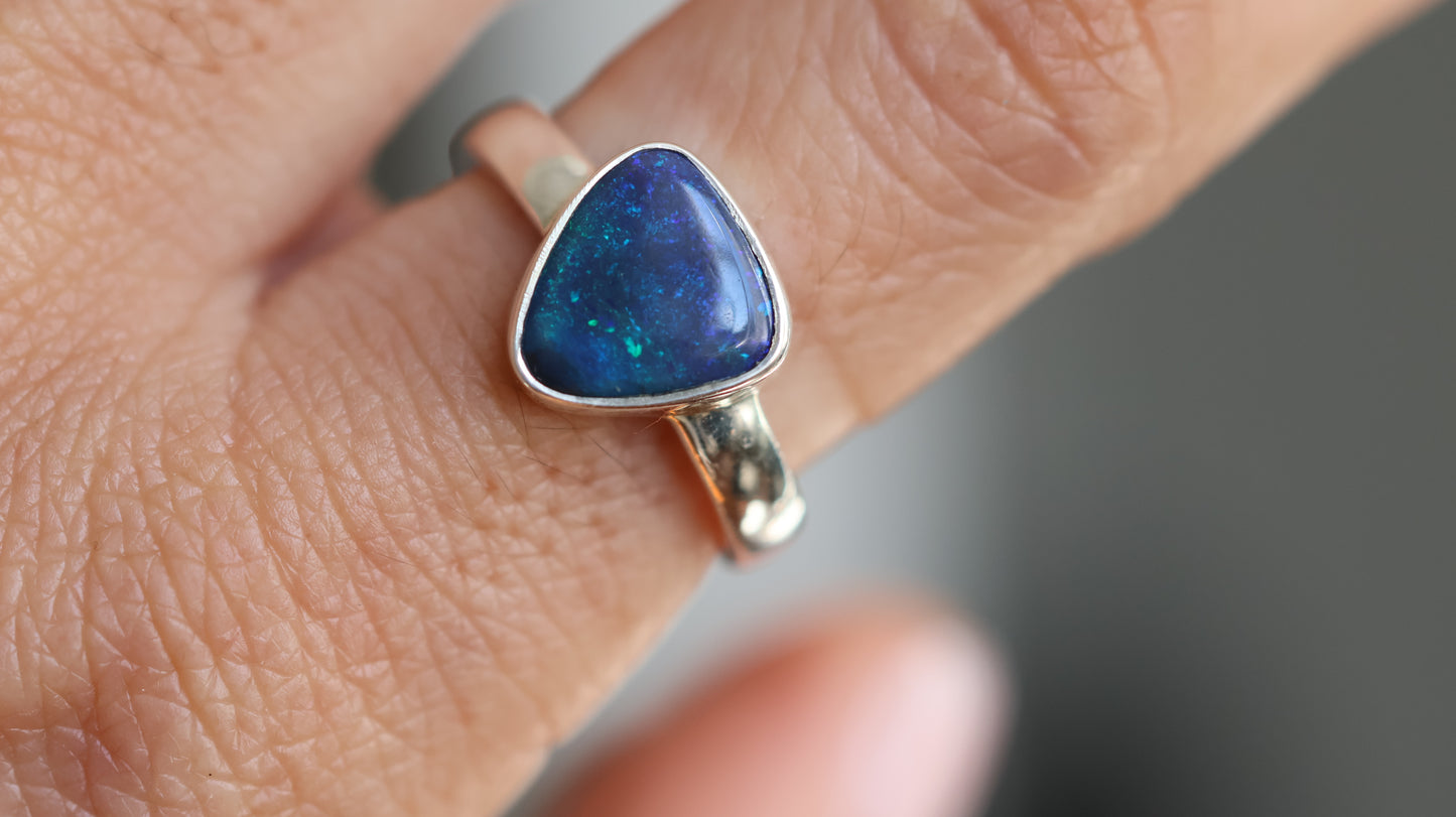 Solid Lightning Ridge Opal Ring size 7.5 (P)