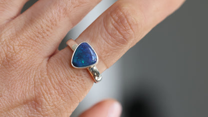 Solid Lightning Ridge Opal Ring size 7.5 (P)