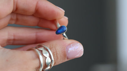 Solid Lightning Ridge Opal ring size 9 (R)