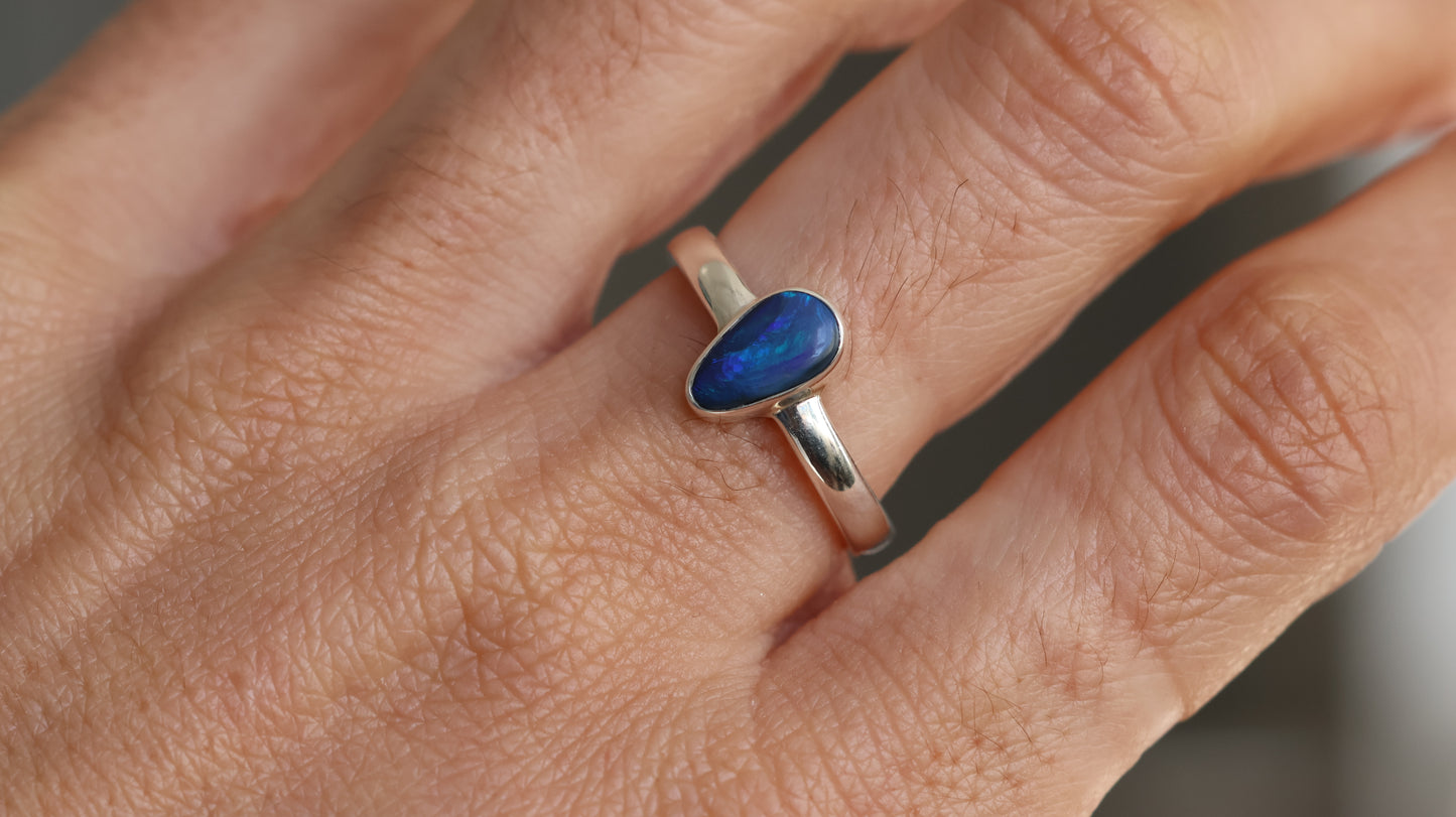 Solid Lightning Ridge Opal ring size 9 (R)