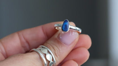 Solid Lightning Ridge Opal ring size 9 (R)