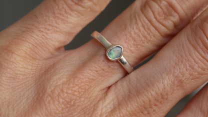 Solid Lightning Ridge Opal Ring szie 6 (L)