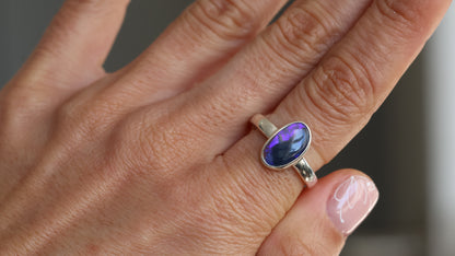 Solid Lightning Ridge opal Ring size 9 (R)