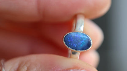 Solid Lightning ridge Opal Ring size 6.5 (M)
