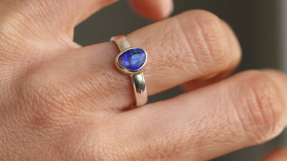 Solid Lightning Ridge Opal Ring Size 6 (L)