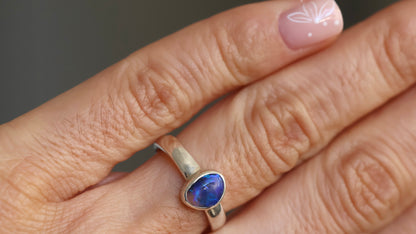 Solid Lightning Ridge Opal Ring Size 6 (L)