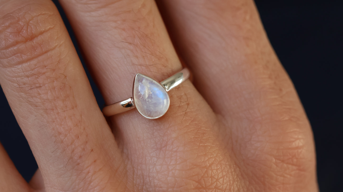 Moonstone Teardrop Ring