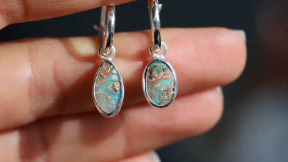 Boulder Opal Hoops