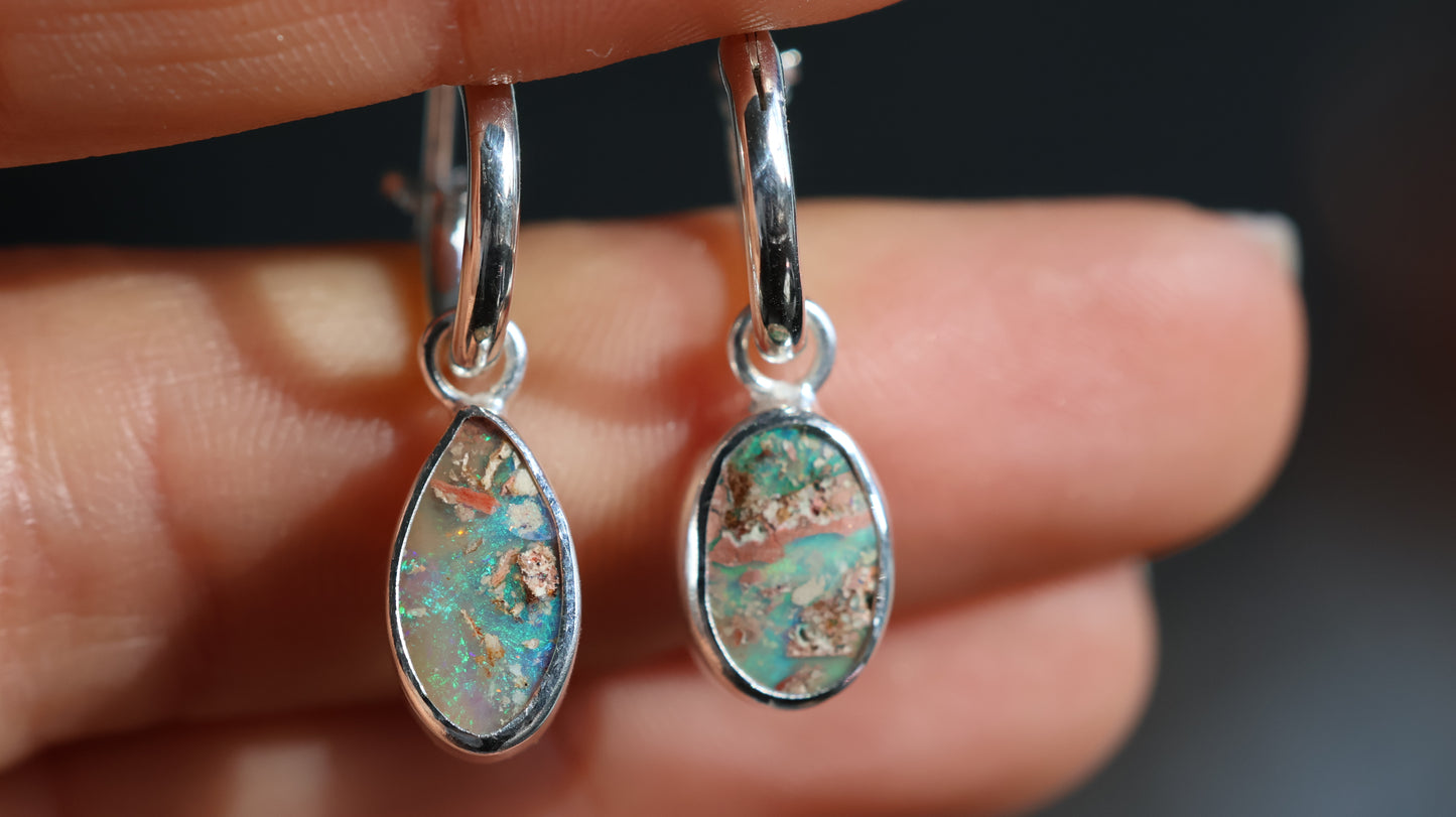 Boulder Opal Hoops