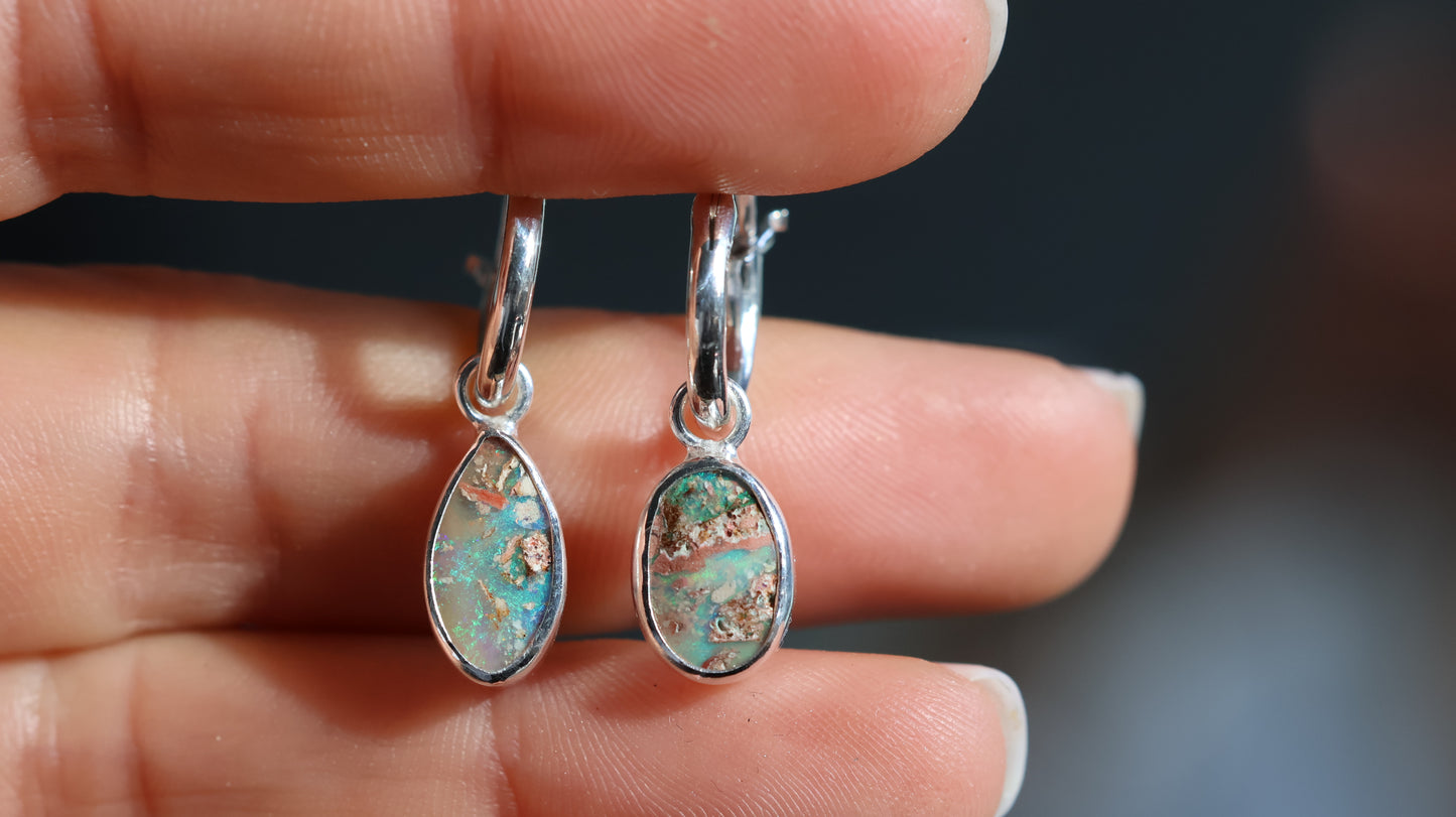 Boulder Opal Hoops
