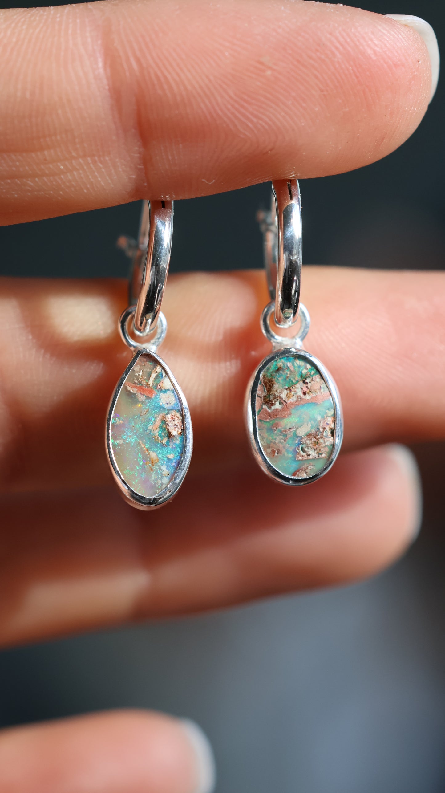 Boulder Opal Hoops