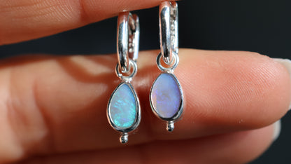 Lightning Ridge Opal Hoops