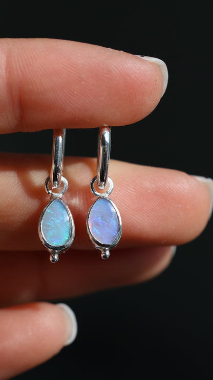Lightning Ridge Opal Hoops