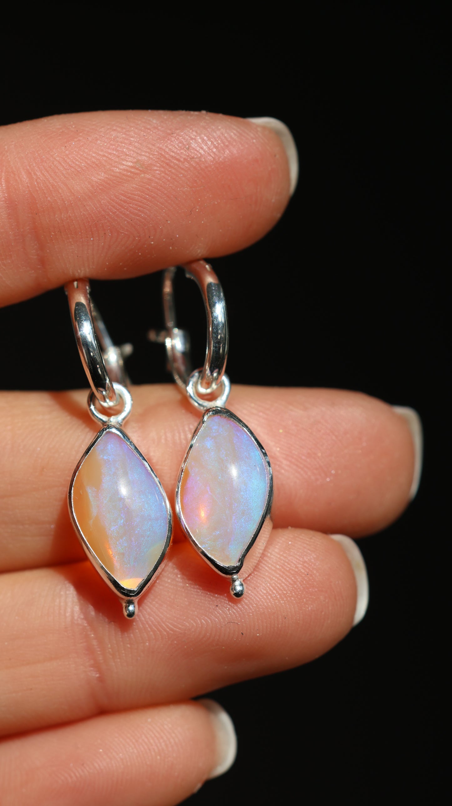 Marquise Opal Hoops