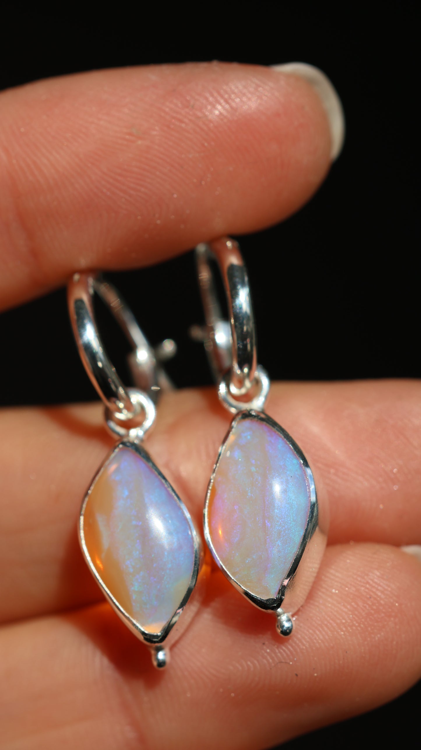 Marquise Opal Hoops