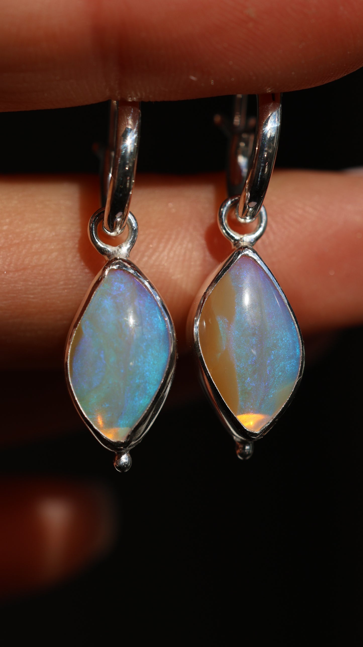 Marquise Opal Hoops