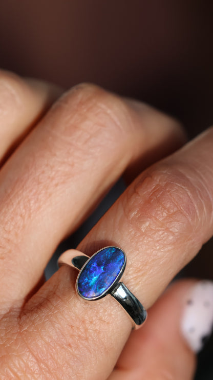 Lightning Ridge semi-black opal Ring