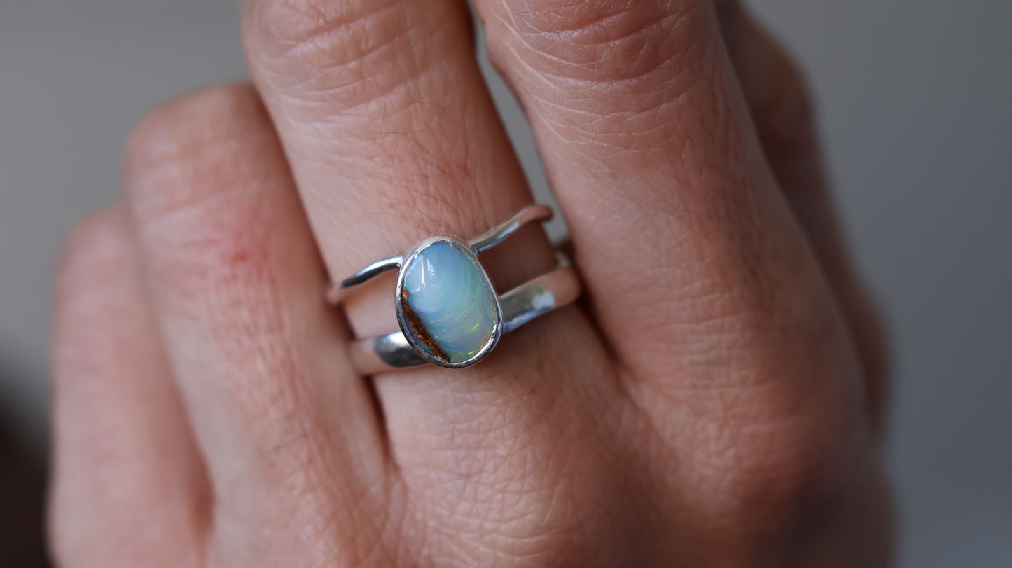 Solid Boulder Opal Ring