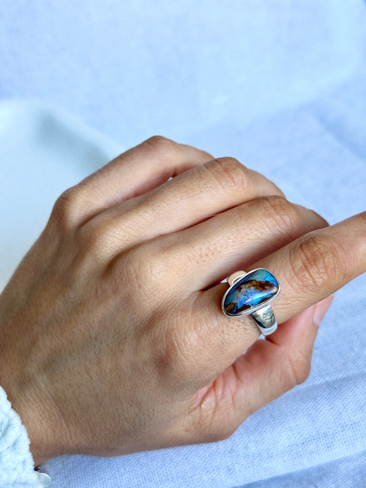 Bruma Adjustable Boulder Opal Ring – Size L (H–M range)