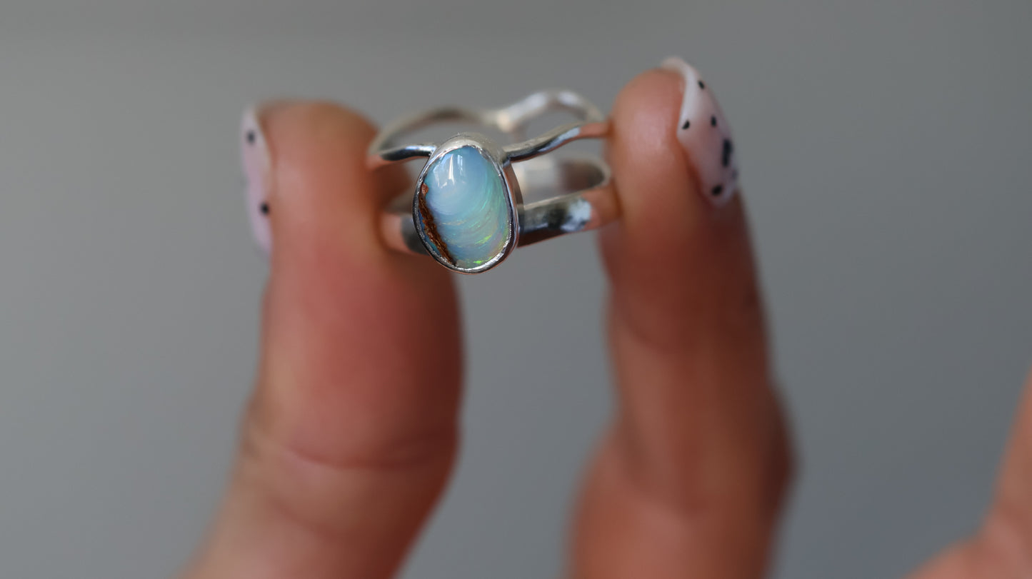 Solid Boulder Opal Ring