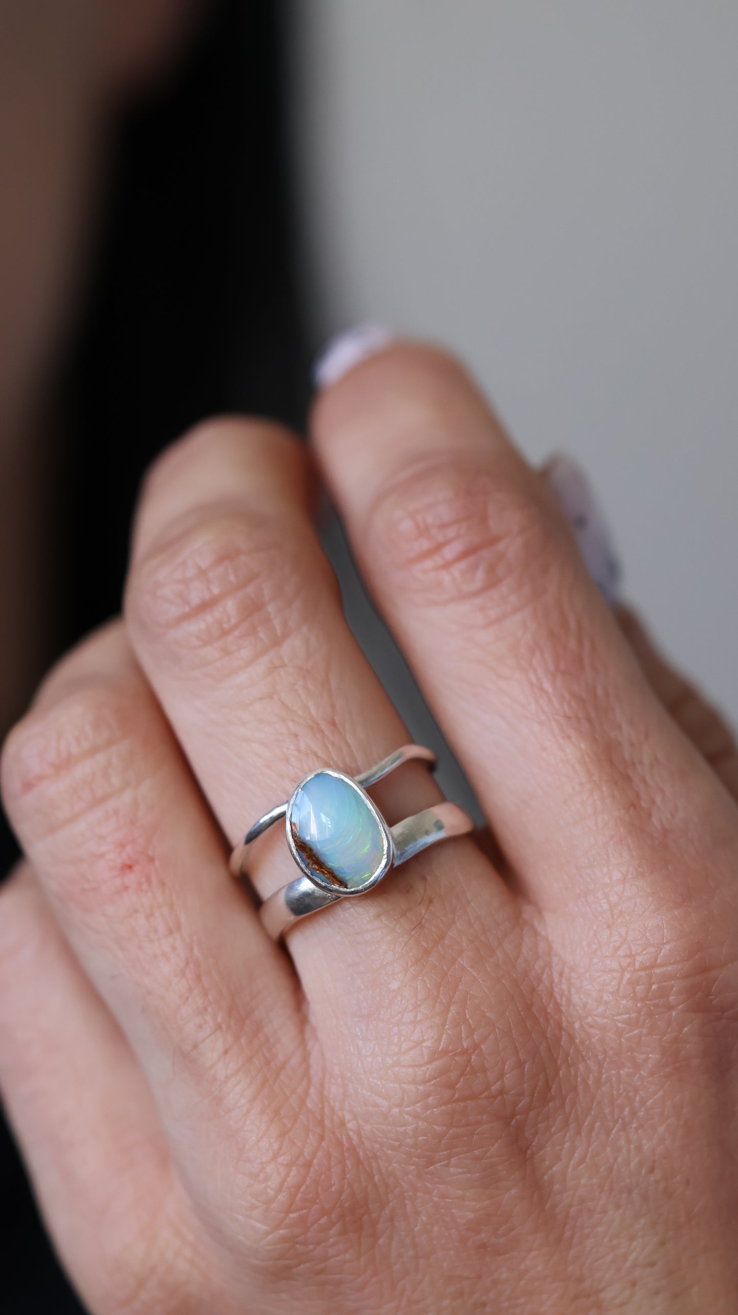 Solid Boulder Opal Ring