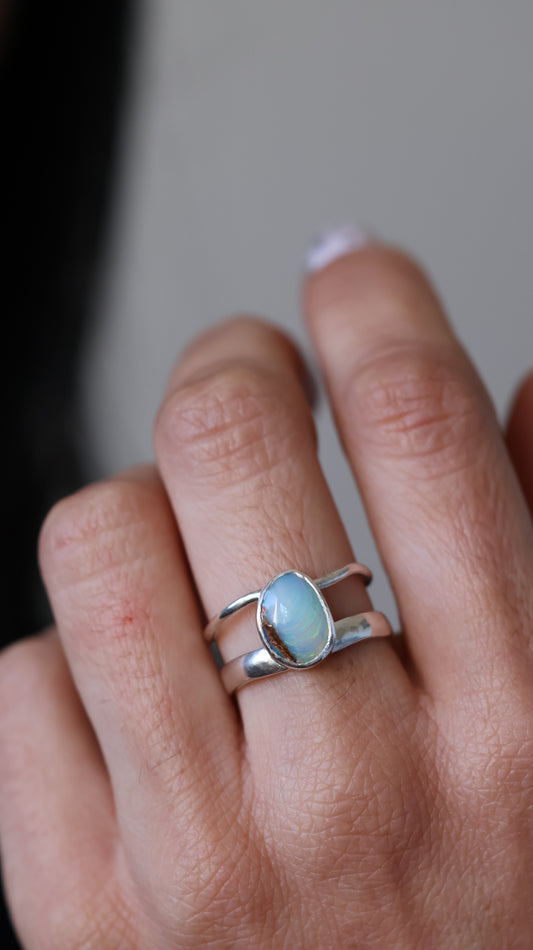 Solid Boulder Opal Ring