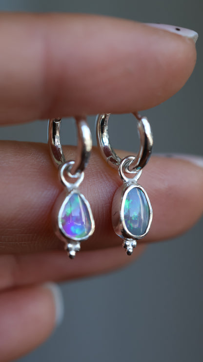 Crystal Opal Hoops