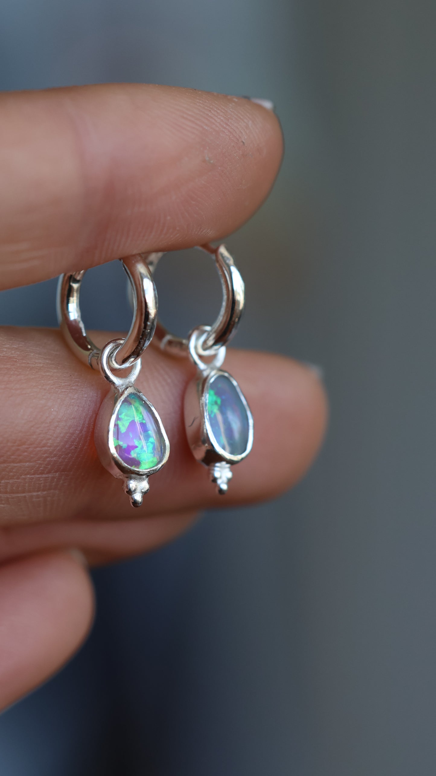 Crystal Opal Hoops