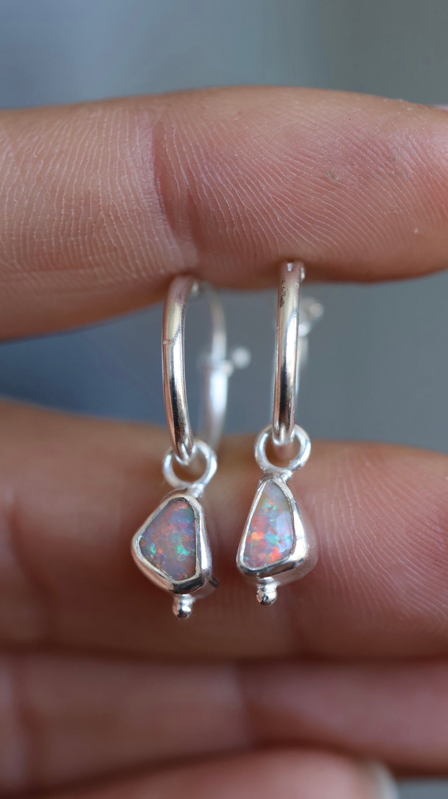 Boulder opal hoops