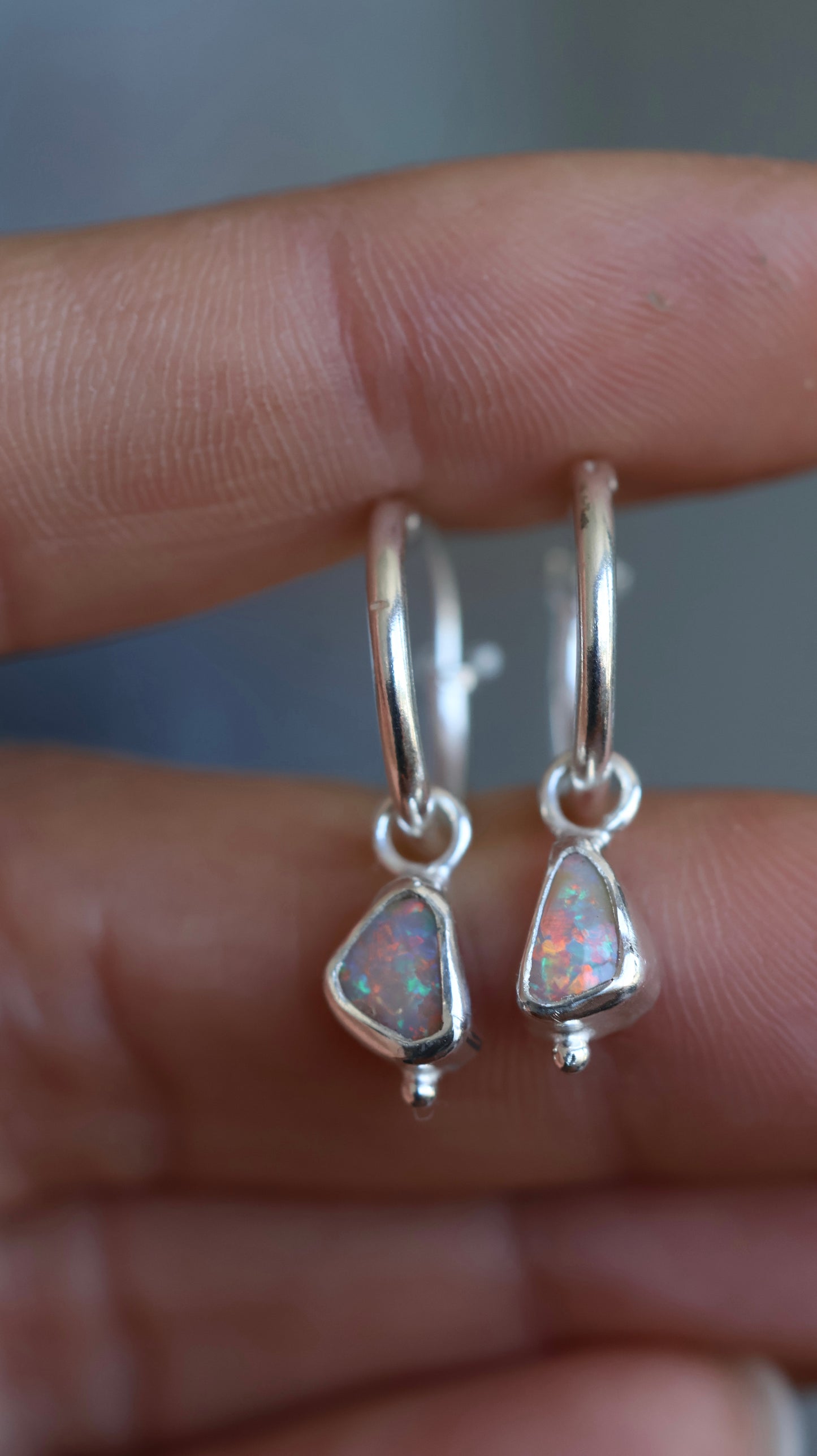 Boulder opal hoops