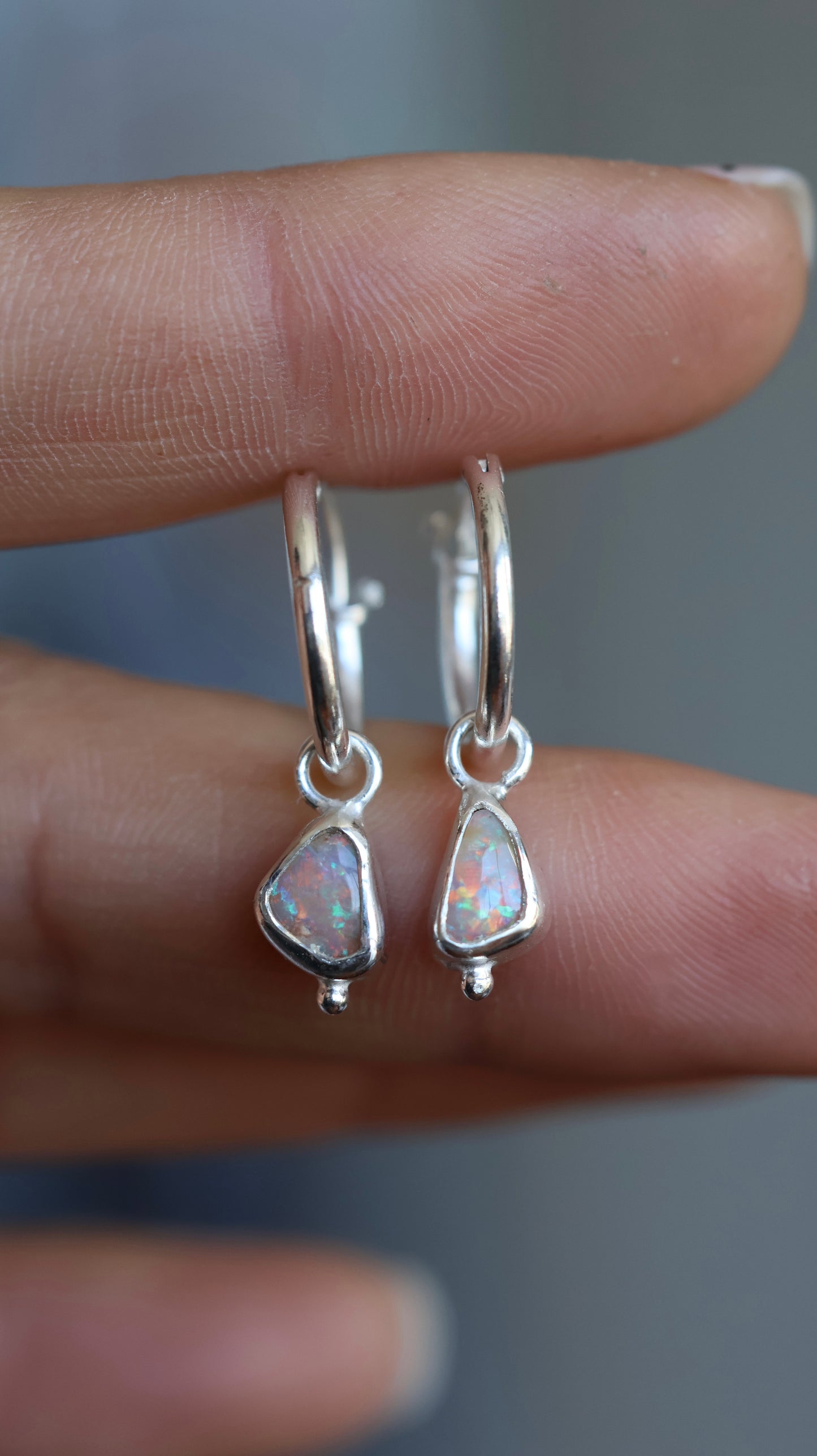 Boulder opal hoops