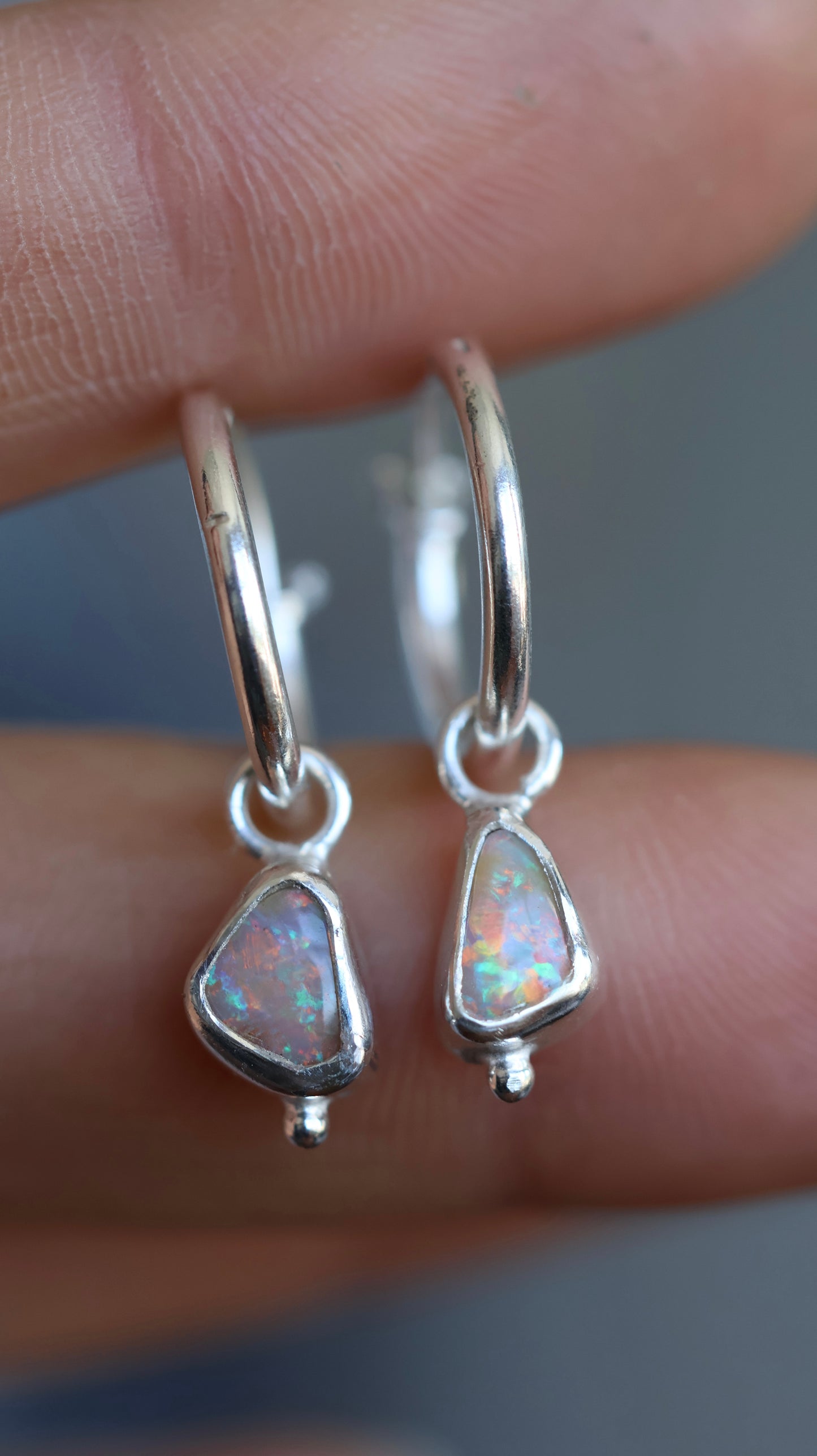 Boulder opal hoops
