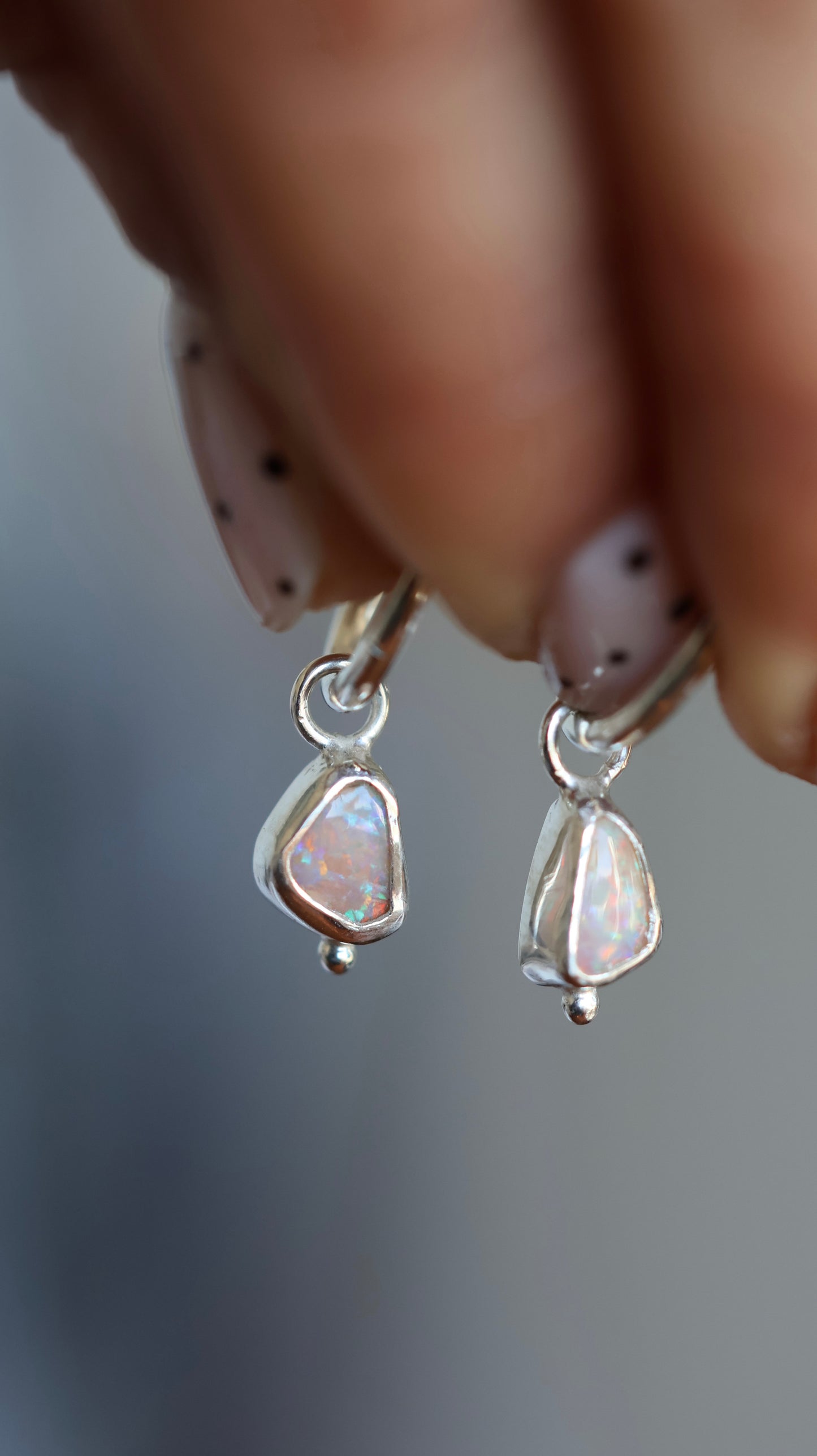 Boulder opal hoops