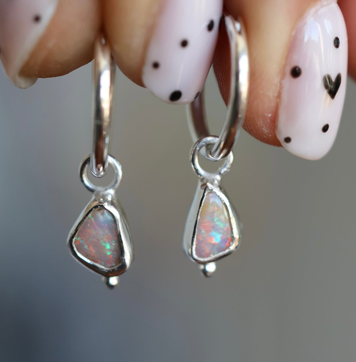 Boulder opal hoops