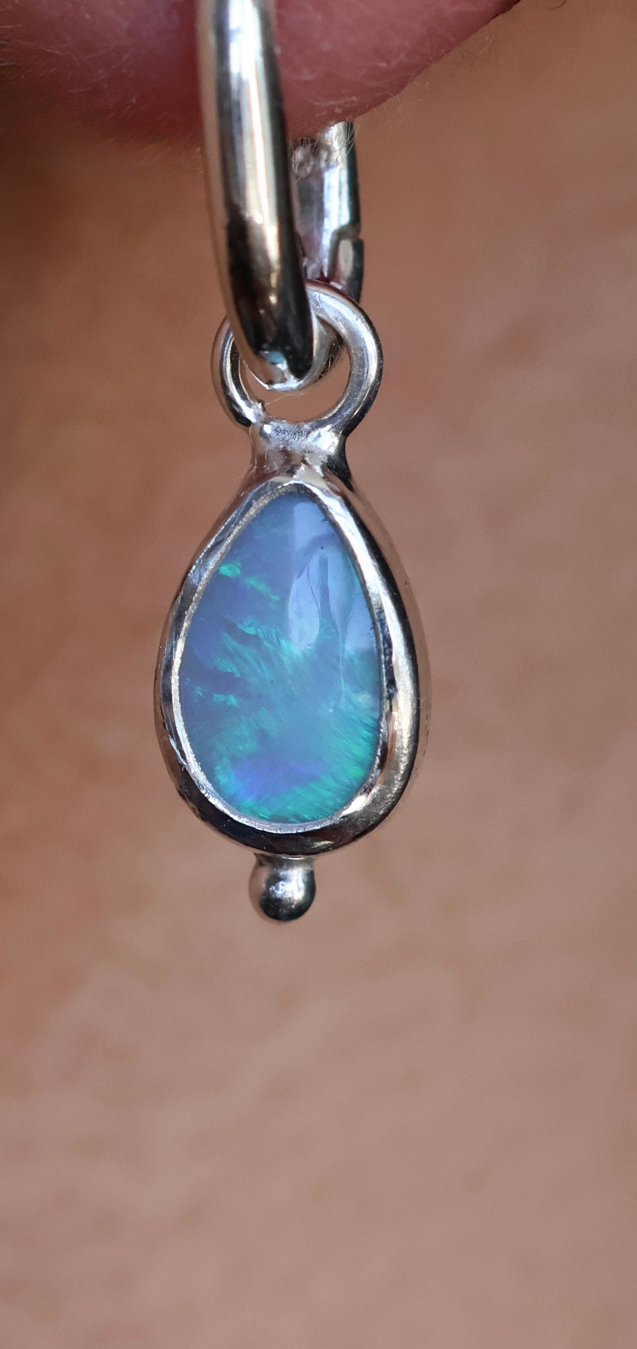 Lightning Ridge Opal Hoops
