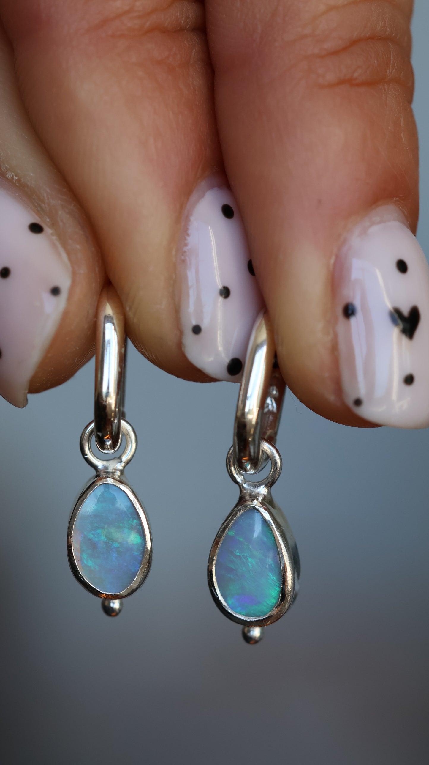 Lightning Ridge Opal Hoops